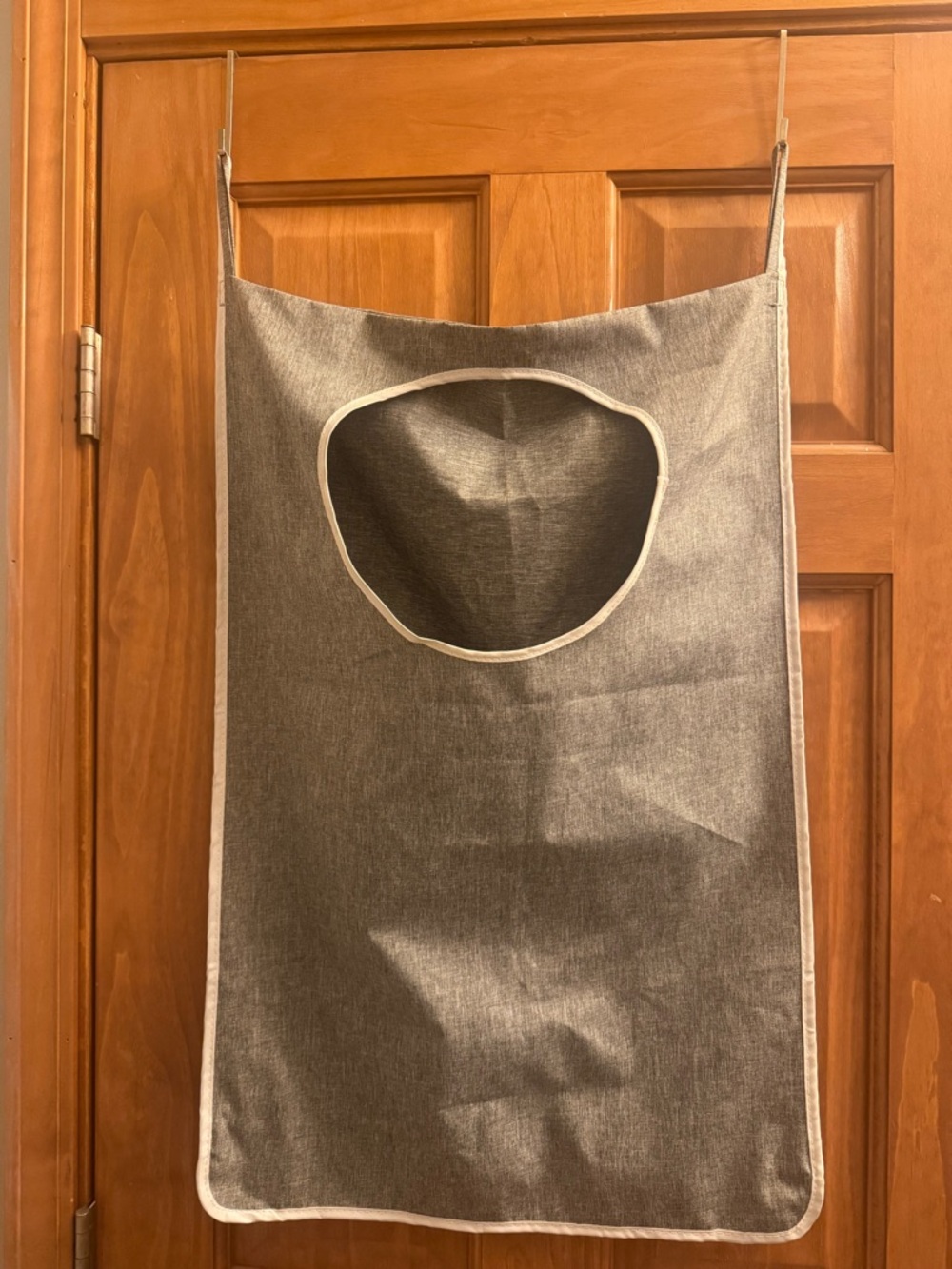 Gray Hanging Laundry Hamper with Front Opening